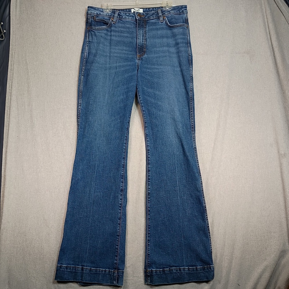 Wrangler High Rise Flare Jeans Womens 32x34 Western Cowgirl Denim Stretch Denim